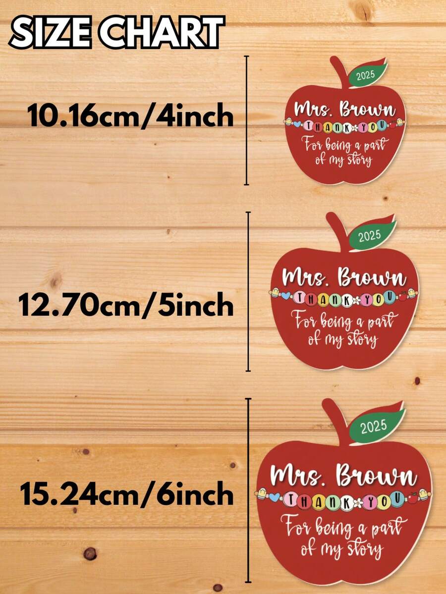 1/3/5 piezas Imanes de nevera de acrílico con forma de manzana personalizables, se pueden imprimir nombres y textos. Diseñados con el símbolo clásico de "manzana", adecuados para maestros, admiten personalización de nombres de maestros