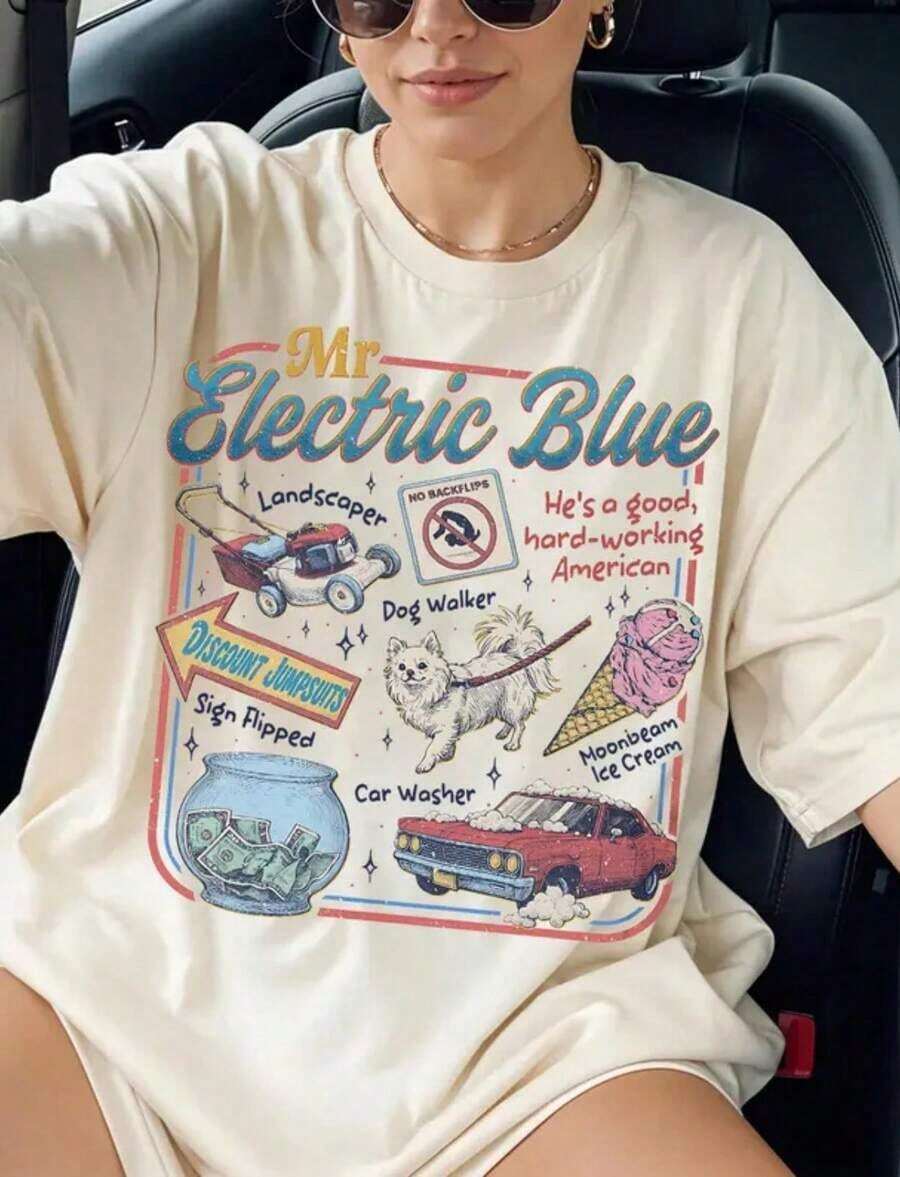 Mr Electric Blue T-Shirt, Moonbeam Ice Cream Sweatshirt, Ame_62_12460_143103_8a3d7c5f_2744100% Cotton - 白色 10 - 查看 1