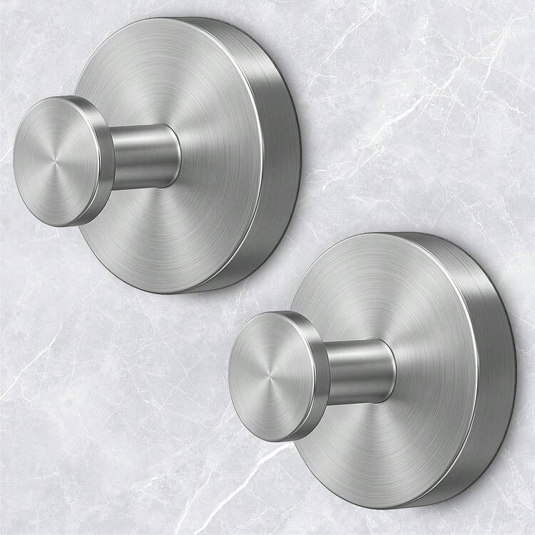2026 Upgraded Suction Cup Hooks For Shower, Heavy Duty Vacuum Lock No Drill Stainless Steel Hooks, Rustproof Silver Bathroom Towel Hooks For Glass Door Tile & Windows, 2 Pack - A - 查看 5