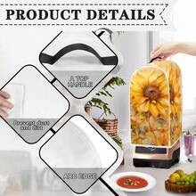 1 Cubierta antipolvo para procesador de alimentos y exprimidor doméstico, con patrón de flor de girasol, cubierta protectora para electrodomésticos pequeños, cubierta antipolvo universal para procesador de alimentos, lavable a máquina, adecuada para utensilios de cocina de mujeres - Cobertura completa - Ver 2