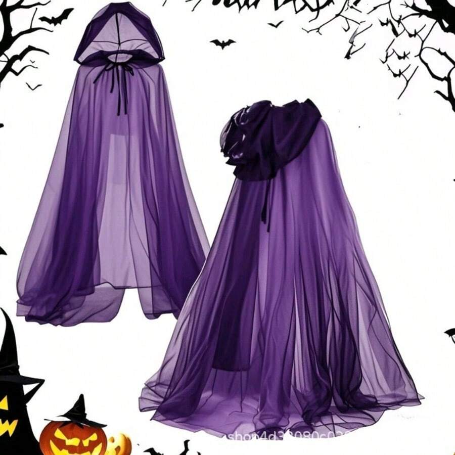 Áo choàng lưới đen có mũ trùm đầu dành cho Halloween - Nhiều màu - Xem 1