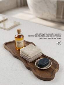 Creative Shaped Decorative Tray, Bathroom Tray, Bedroom Vanity Tray, Kitchen Decor, Scotch Whisky Tray, Suitable For Living Room, Hotel, Shower, Bathroom Party, Bathroom Storage, Essential Bathroom Tray Items, Graduation Commemorative Wooden Products - Brown - View 4