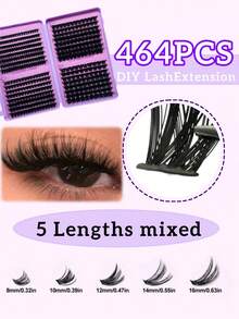 464pcs Natural Soft D-Curl Fluffy DIY Handmade Eyelash Extensions Daily Makeup Cartoon False Eyelashes New Upgraded Gift Box, Reusable, Suitable For Beginners, Daily Life, Eyelash Clusters, Single Eyelashes, False Eyelashes, DIY At Home - D - View 7