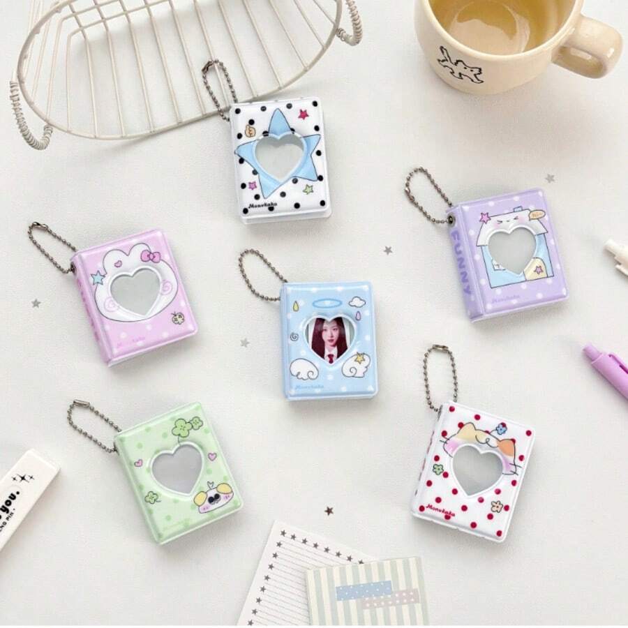 Album ảnh hoạt hình chấm bi nguyên bản 1 inch, album ảnh thẻ, album ảnh ID, mặt dây chuyền lưu trữ, album ảnh nhỏ hình ngôi sao đuổi theo. - nhiều màu - Xem 1