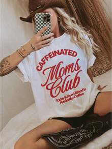 Camiseta Casual de Verano para Mujer con Estampado de CafeínaMadresClubCamisetaVintageMamáGráficoTee,De gran tamañoEstéticaCamisaGenialMamáClubSuperior,NuevoMamáRegalo,SuaveAlgodónInformalConjunto de ropaParaMujeres-HARSIN2026nuevoEstiloVacacionesConjuntos de ropaMujeresVeranoRopaConciertoConjunto de ropaMujeresPaísConciertoConjunto de ropa - Blanco - Ver 7