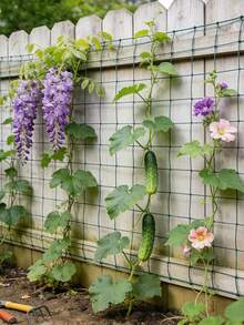 Weather-Resistant Waterproof PVC Gardening Trellis - Outdoor Plant Support Rack With Sturdy Vertical Posts And Open Weave Structure, Suitable For Vines, Ivy, Beans Etc., Easy To Install In Flower Beds, Vegetable Gardens And Balconies, Low Maintenance (Excluding Stand) - Multicolor - View 10
