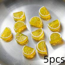 5颗精美玻璃珠，手工水果装饰珠，适合DIY手链、项链和珠宝制作配件 - 黃色 - 查看 7