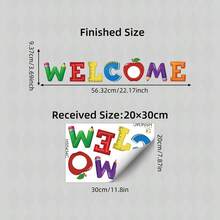 1 pieza Pegatina de pared cálida y acogedora para niños "Bienvenido" de vuelta al colegio, letras de papelería con acentos de manzana, semi-mate de PVC, reutilizable, para el hogar, la sala de homeschool, el aula familiar, el rincón de estudio tranquilo - Multicolor - Ver 4