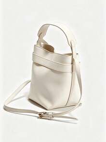 New Spring/Summer Genuine Leather Bucket Bag, Luxury Minimalist Versatile Shoulder Crossbody Bag For Women - Beige - View 3