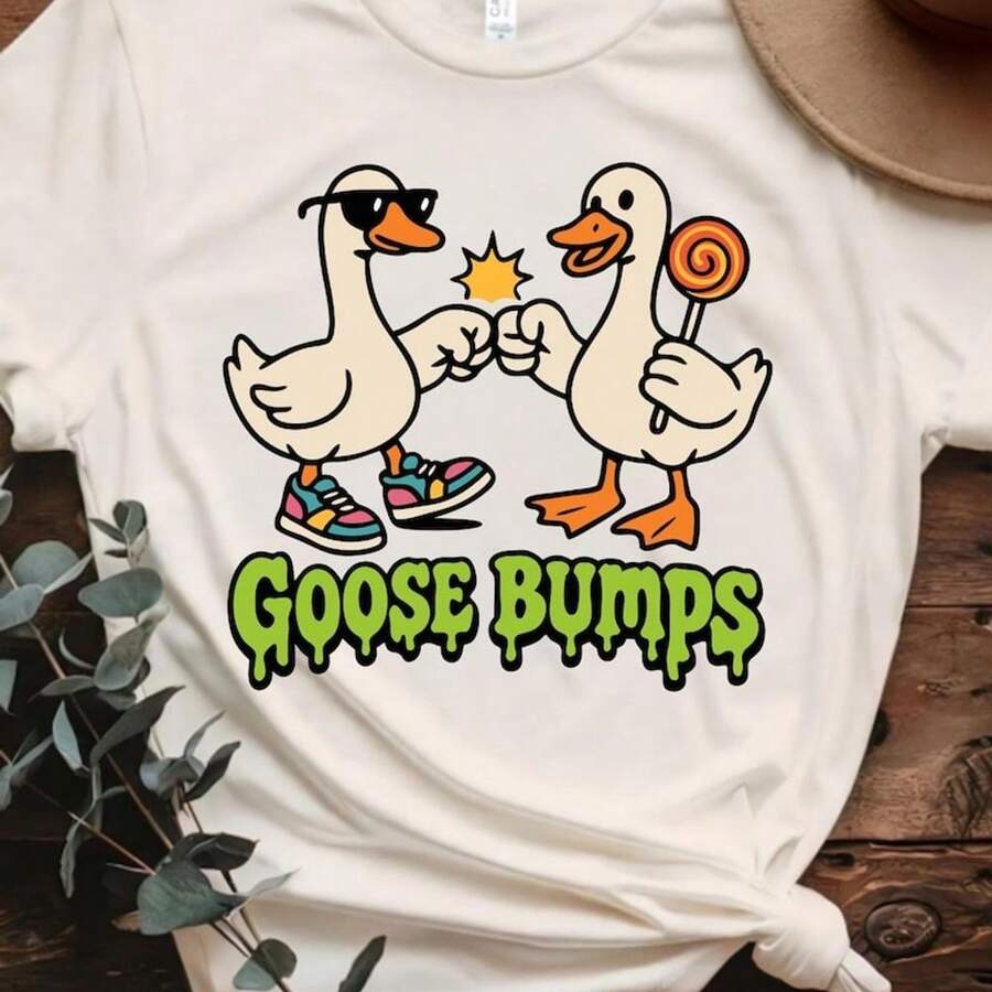Women Pure Cotton T-Shirt Funny Goose Bumps Print Cute Duck Design Elegant Summer Wear Y2K Style High Quality Casual Top For Parties And Everyday Outfits Graphic Tee With Playful Cartoon Characters Perfect For Fun Lovers And Fashion Enthusiasts - 白色 - 查看 1