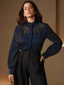 Women Blouses & Shirts - Navy Blue - View 7