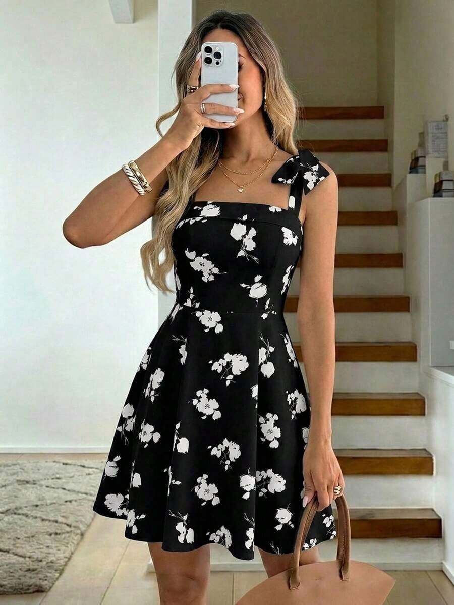 Women Midi Dresses - Black - View 1