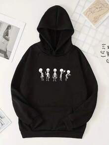 Hombres Sudadera con estampado de extraterrestre - Negro - Ver 7