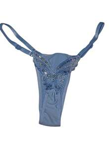 Butterfly Panties Kit 2 Microfiber Thong Lingerie Sexy Sensual Adjustable G-String - Azul bebé y morado - Ver 2