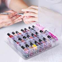 1 Peça Caixa de Armazenamento de Esmalte de Unha, Adequada para 48 Frascos, Suporte de Esmalte de Unha em Gel de Dois Lados, Com Placa Divisória Ajustável - Retângulo - Visão 1