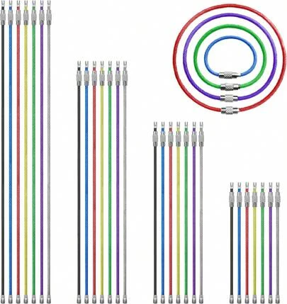 28 Pcs Metal Wire Keychains, 2mm Stainless Steel Connecter Key Rings Loops, 4" 6" 7.8" 10" Cable Keyrings Key Chain For Hiking Luggage ID Tags,Key Tags, Kitchen Utensils-7 Colors