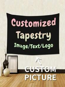 1pc Customized Tapestry - Personalize With Photos To Create Unique Home Decor And Memorable Gifts, Women & Baby Party Decoration Banner, Classic Custom Shower Curtain, Elegant Pink Baby Banner, Fabric Wall Hanging Background, Personalized Party Decoration - Multicolor - View 6