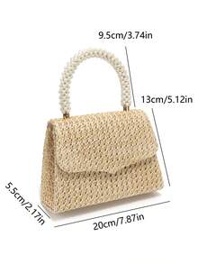 Straw Beach Envelope Design Party/Wedding Clutch Bag, Women Handbag With Chain Shoulder Strap, Velvet Fashion Wallet - Gold - View 5