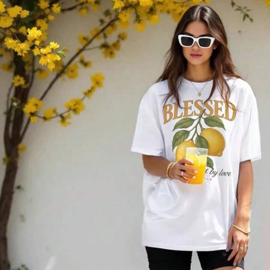 Verano 2025, Camiseta 100% Algodón, Holgada, de Manga Corta, Divertida, Juvenil, Moderna, Elegante, Estampada y Versátil - Camisa blanca de manga corta - Ver 1
