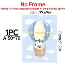 1/3件套野生动物热气球儿童房墙画，帆布墙画海报，适用于房间家居装饰，美观实用，可选画框，房间装饰用品，墙面装饰，卧室装饰，婴儿房装饰，客厅装饰，办公室装饰 - 彩色 - 查看 28