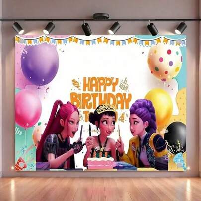 1 bộ trang trí tiệc sinh nhật nhóm nhạc nữ K-Pop, phông nền chụp ảnh, trang trí ngày lễ (Sản phẩm thực tế không có lỗ, chỉ để trưng bày)