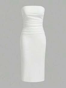 Vestido sin tirantes de mujer con tejido de punto colorido - Multicolor - Ver 3