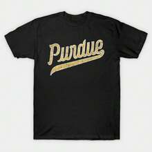 Purdue Script Logo Collegiate Athletic Style Fan Unisex T-Shirt - 黑色 - 查看 1