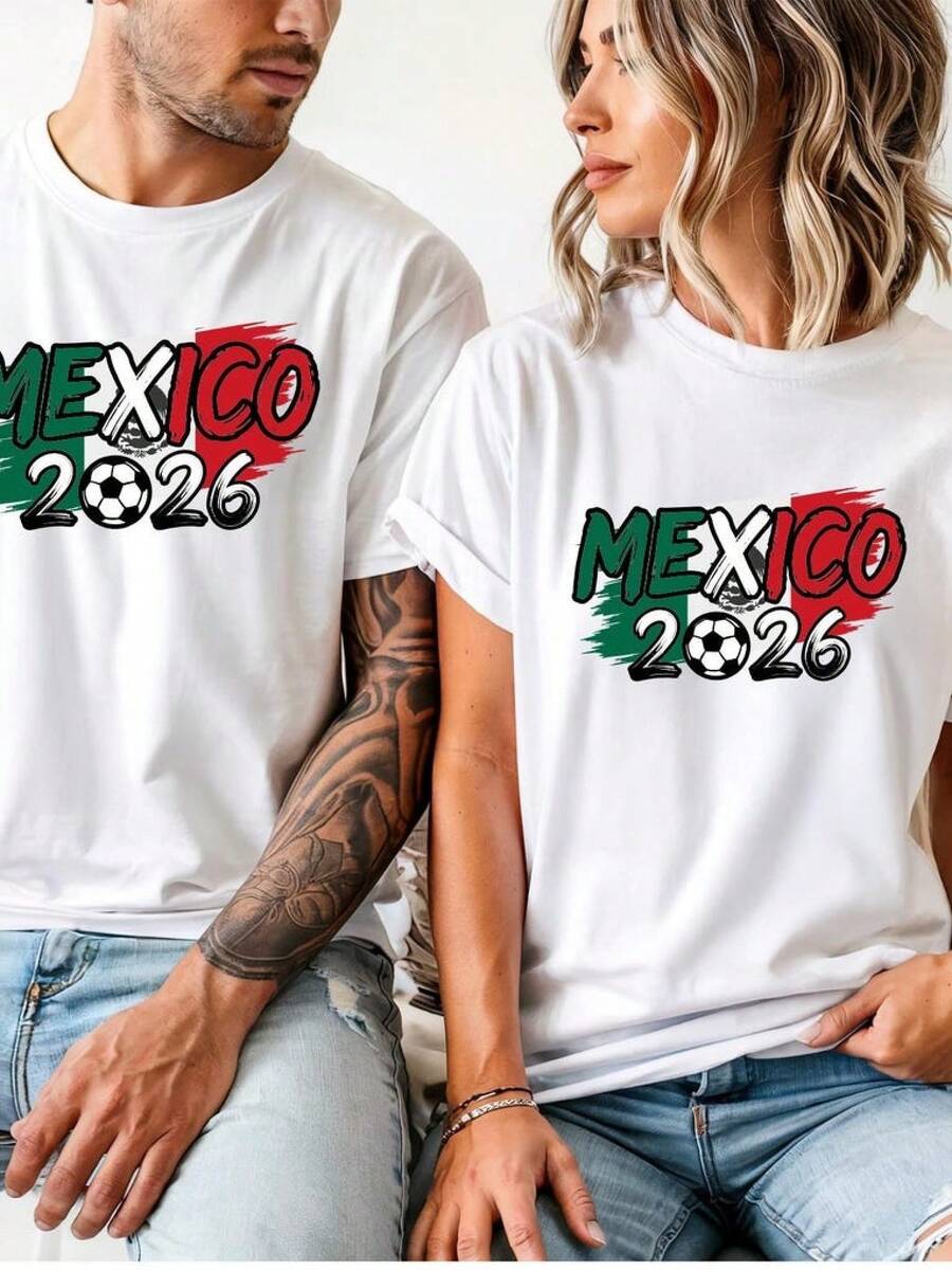 Camiseta México 2026 Unisex para Adultos | Camiseta de aficionado al fútbol con la bandera de México | Camiseta de aficionado al fútbol - Negro - Ver 1