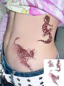 4 Sheets Leopard Tattoos Stickers Waterproof Sexy Body Tattoo Y2K Temporary Tattoos For Women Birthday Party Daily Makeup Rave Accessories - Multicolor - View 5