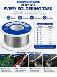 SN15/Pb85 Tin Lead Solder Wire With Rosin Core For Electrical Soldering, Wire Diameter 0.6/0.8/1.0/1.2mm , 2.0% Flux, Low Melting Point & Fast Soldering - Silver - View 5