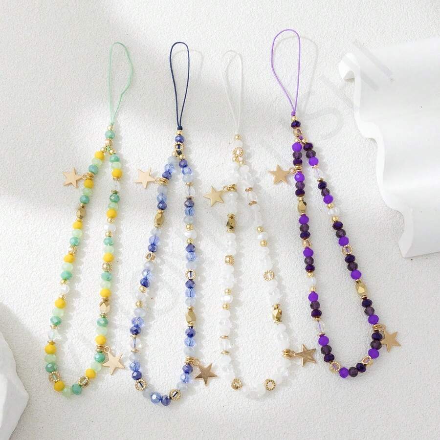 1pc Ins Personalized Star Pendant Colorful Crystal Phone Chain Fashion Phone Case Pendant Creative Color Pendant - Multicolor - View 1