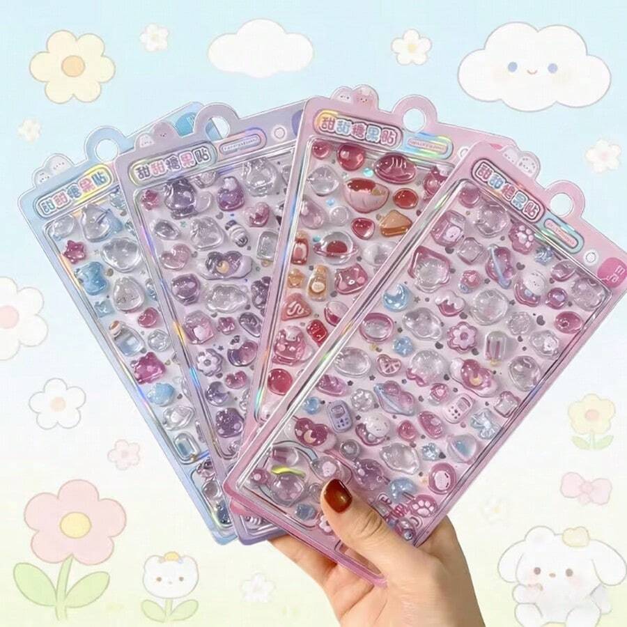 Hình dán đá quý pha lê hoạt hình 3D dễ thương - Hình dán dập nổi đơn giản và dễ sử dụng, phù hợp cho điện thoại, bình nước và sổ tay, với các họa tiết động vật và trái tim đáng yêu, hoàn hảo cho việc trang trí sáng tạo. - Nhiều màu sắc (kiểu dáng/bao bì ngẫu nhiên) - Xem 1