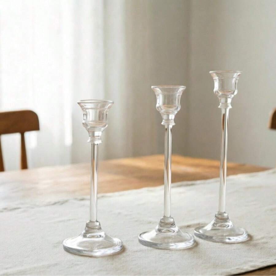 1件/3件裝 壓克力蠟燭台 餐桌蠟燭杯 婚禮裝飾品 燭光晚餐時尚壓克力蠟燭台（不含蠟燭） - 亞克力透明燭台 - 查看 1