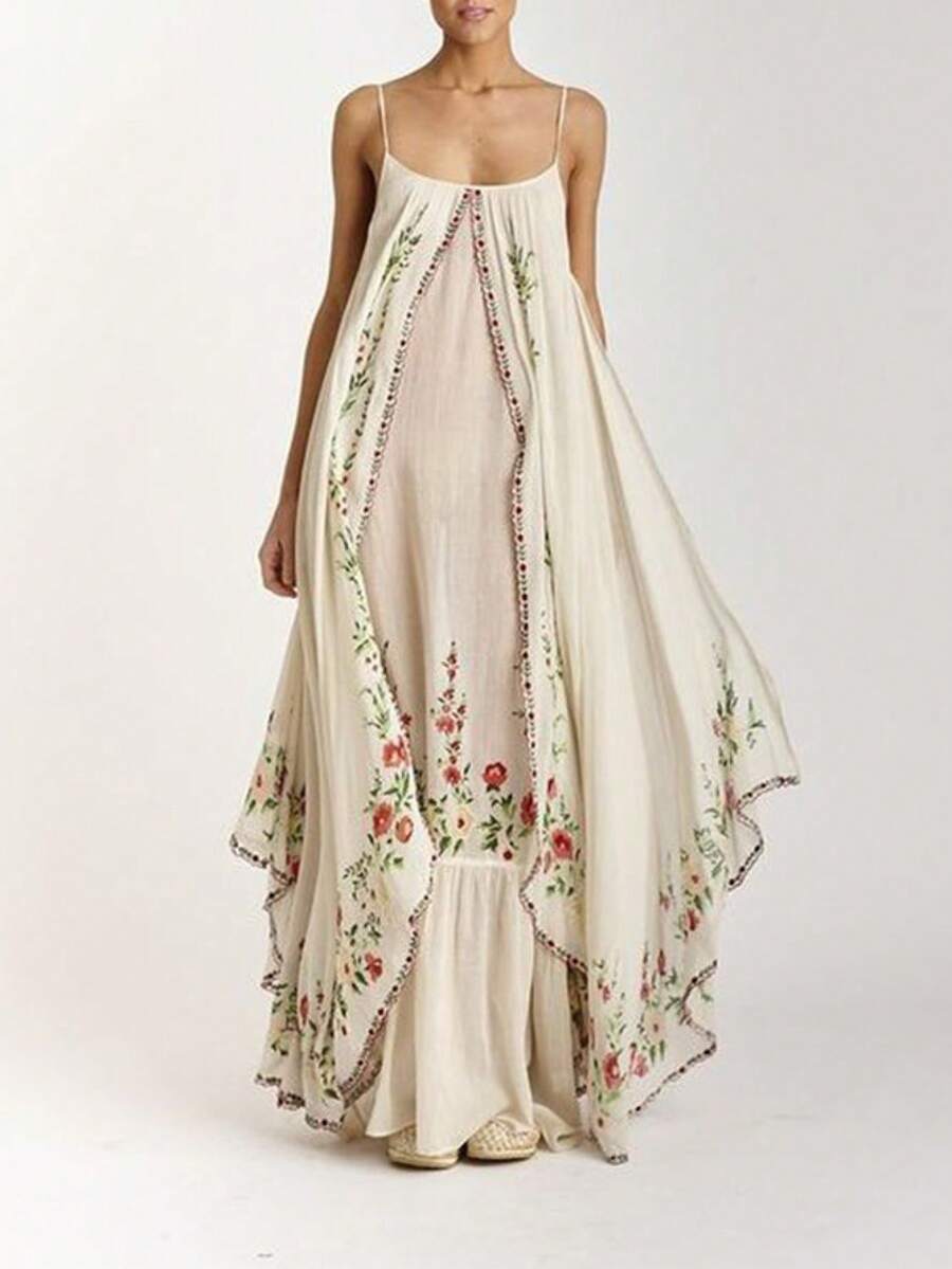 Women Maxi Dresses - Beige - View 1