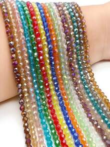 600Pcs 3mm AB Color Faceted Crystal Glass Beads, Rondelle Loose Spacer Beads For Jewelry Making DIY Crafts Wind Chimes Suncatchers Bracelets Necklaces - Multicolor - View 3