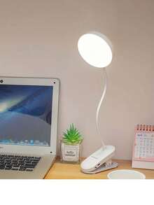 1pc LED Multi-Function 3-Color Desk Lamp, Plug-In/Rechargeable (800mAh Battery) Options, USB Clip-On Eye-Care Study Night Light, 360° Rotatable Reading Lamp, Suitable For Student Dorm, Bedroom, Classroom, Living Room, Bedside, Portable Desk Lamp - Clip-on Round Table Lamp - View 4