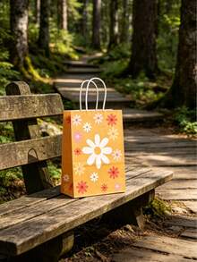 10pcs Spring Daisy Gift Bags Wholesale, Bohemian Style Party Favors, Spring Daisy Flower Pattern Gift Bags Suitable For Wedding, Birthday Party Decorations - Multicolor - View 8