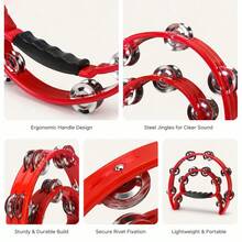 Adult Plastic Percussion Tambourine, Double Row Handheld Tambourine, Musical Instrument Tambourine, Rhythm Instrument, Handheld Percussion Drum, Suitable For Parties, Tambourine Tassels, Adult Musical Instrument, Percussion Tambourine, Tambourine, White Drum - Multicolor - View 5