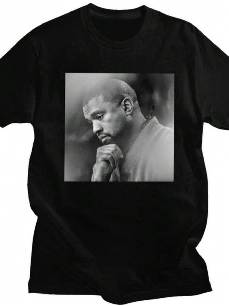 playeras de mujer Custom Popular Singer Kanyes West Tshirt for Men Women Short Sleeve T Shirt Fashion T-shirt Loose Fit Pure Cotton Tee Gift Idea - Negro - Ver 1