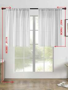 1pc/2pcs White Slub Faux Linen Textured Sheer Voile Curtain, Light Filtering Window Drapes For Bedroom Living Room Home Decor - White - View 58