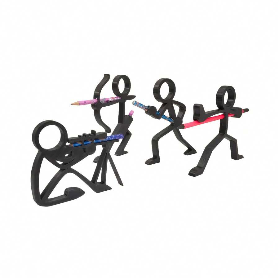 1pc Matchstick Shaped Pencil Holder, Creative Matchstick Figure Pencil Stand, Funny Little Person Holding Pencil Desktop Decor, Student Office Desk Pen Organizer, Matchstick Design Pencil Holder - A - View 1