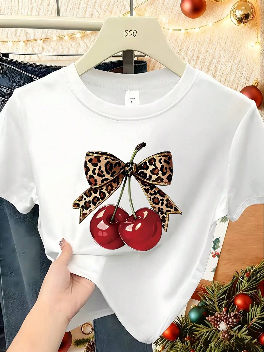 Soft 100% Cotton T-Shirt With A Round Neck And Short Sleeves, A Casual Top For Spring And Summer, Standard Size For Women. Breathable Cotton T-Shirt, Goes With Everything And Stays Cool. - 白色 - 查看 1