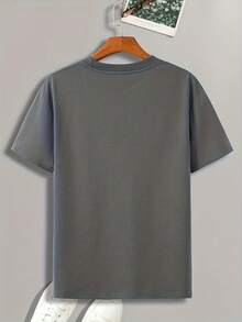 Camiseta de moda para hombre con cuello redondo, estampado en inglés, ideal para primavera y verano - Negro - Ver 9