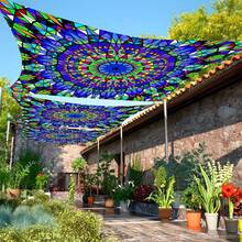 1pc Fluorescent Umbrella Canopy, Featuring Vibrant Mandala Pattern With Charming Geometric Triangle Accents, Glows In The Dark, Perfect For Camping, Beach, Garden And Picnic Use (Umbrella Handle Not Included) - Printing - View 3