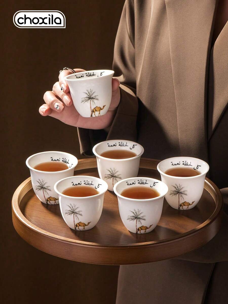 choxila 1个/6个装沙漠骆驼图案陶瓷杯,中东沙特风格,茶杯、咖啡杯、阿拉伯下午茶杯,高品质加厚耐热茶杯,适合下午茶、家庭聚会、露营、卧室和办公室使用。是馈赠亲朋好友的完美礼物,也是沙特国庆日、宰牲节和斋月的理想之选。 - 駱駝杯子 - 查看 1