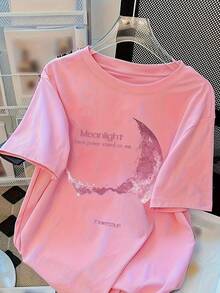 Women's Black Graphic T-Shirt - Casual Crew Neck Top For Everyday Wear, Non-See-Through Fabric For Daily Outfits And Parties, Ladies' T-Shirts Y2k - 白色 - 查看 1
