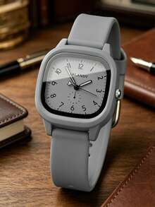 1 Set/1pc Women's Three-Color Square Dial Silicone Quartz Watch Set - Versatile Casual Accessory & Birthday Gift - Multicolor - View 3