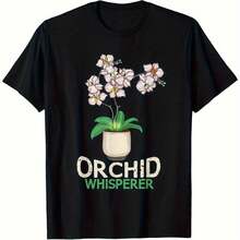Graphic T-Shirt 'Whisperer Of Clothes Orchids' Fclothes Women - Shclothest Sleeve Casual T-Shirt With Round Neck And Flclothesal Print, Regular Fit Cl - 黑色 - 查看 1