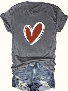 Tallas Grandes, Blusa de Manga Corta Oversize para Mujer - Top Casual de Cuello Redondo con Mangas Cortas, Corte Holgado, Ropa Casual de Primavera y Verano, Túnica Cómoda Lavable a Máquina para Usar en Capas Todo el Año (Mujeres con Curvas) - Gris Oscuro - Ver 1