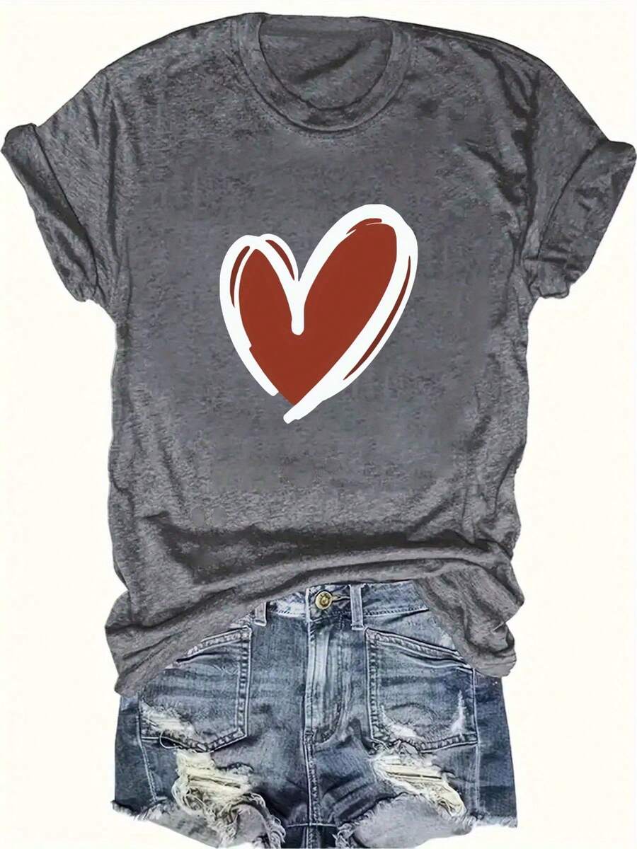 Tallas Grandes, Blusa de Manga Corta Oversize para Mujer - Top Casual de Cuello Redondo con Mangas Cortas, Corte Holgado, Ropa Casual de Primavera y Verano, Túnica Cómoda Lavable a Máquina para Usar en Capas Todo el Año (Mujeres con Curvas) - Gris Oscuro - Ver 1